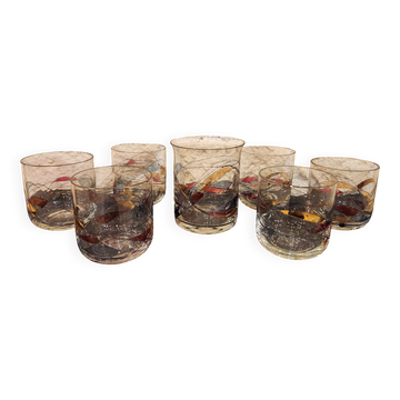 Service apéritif vintage – Cristal de Paris style – 6 verres + carafe – Ann