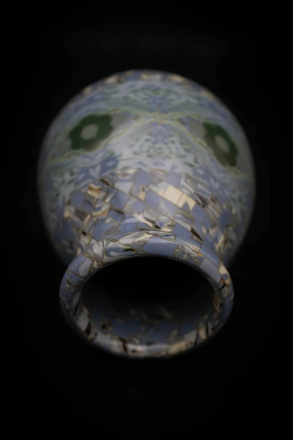Gerbino vase in mixed clay with blue hues - Vallauris Mid-Century