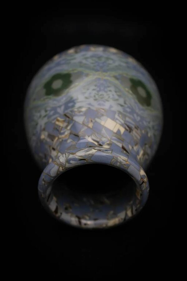 Vase Gerbino en terre mêlée à nuances bleues - Vallauris Mid-Century