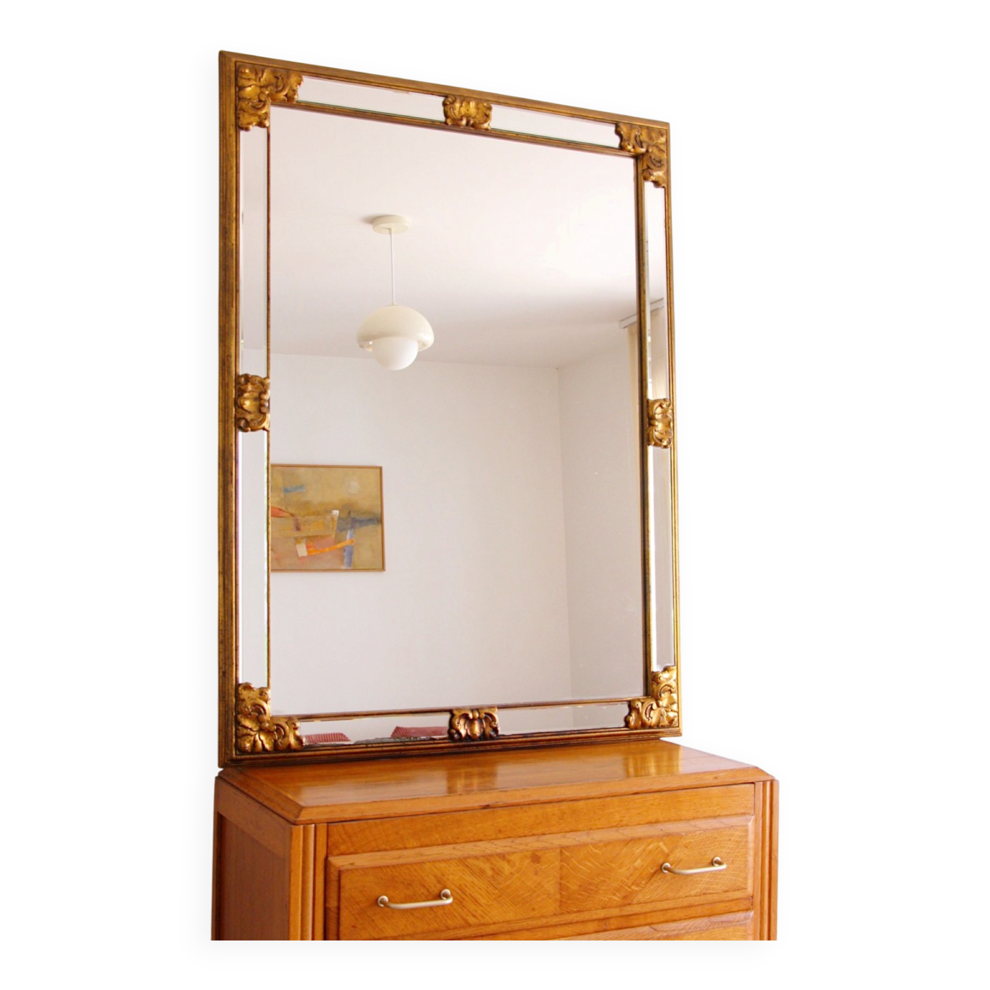 Large golden mirror Deknudt vintage 1970s