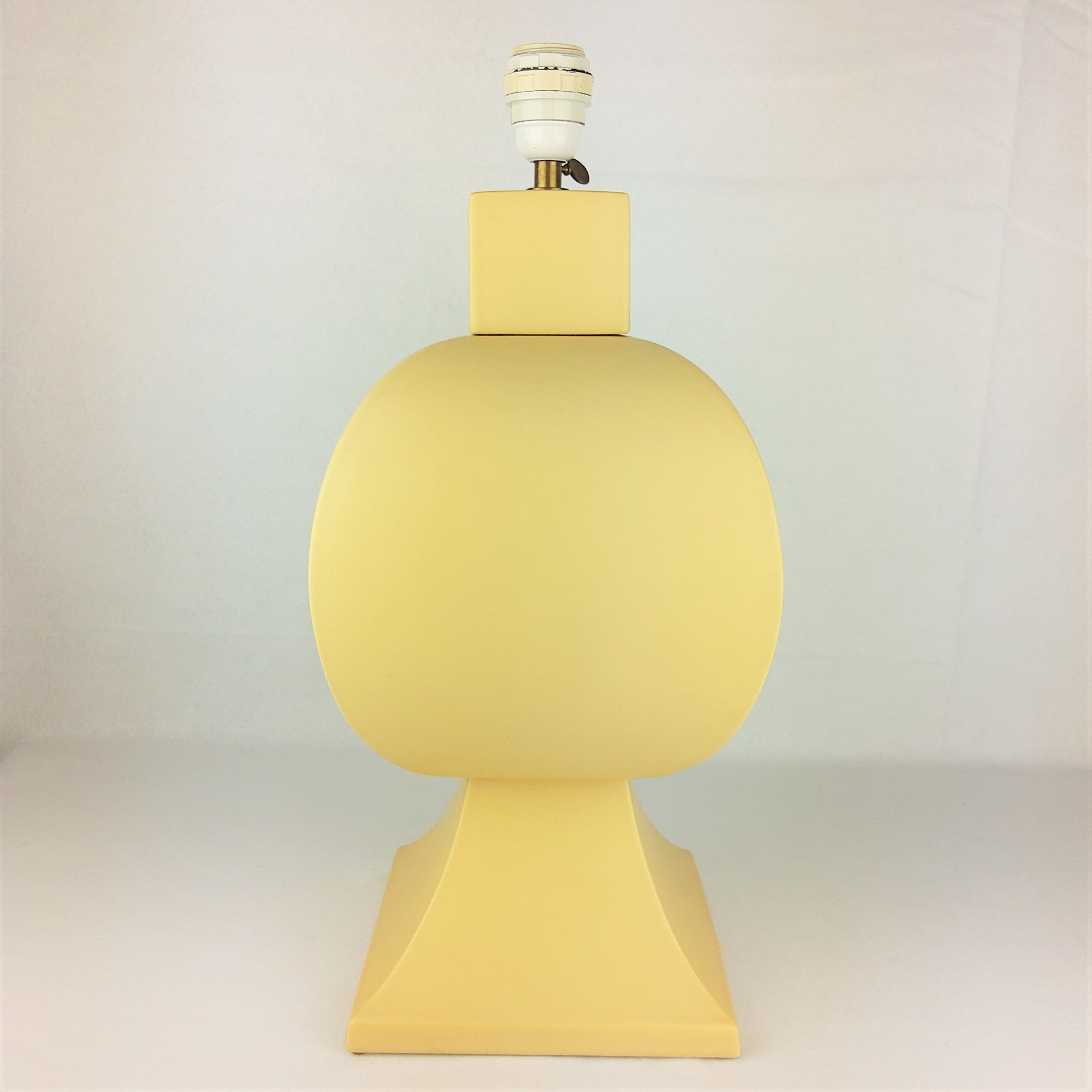 Ceramic lamp, pastel yellow Charolles earthenware 1980