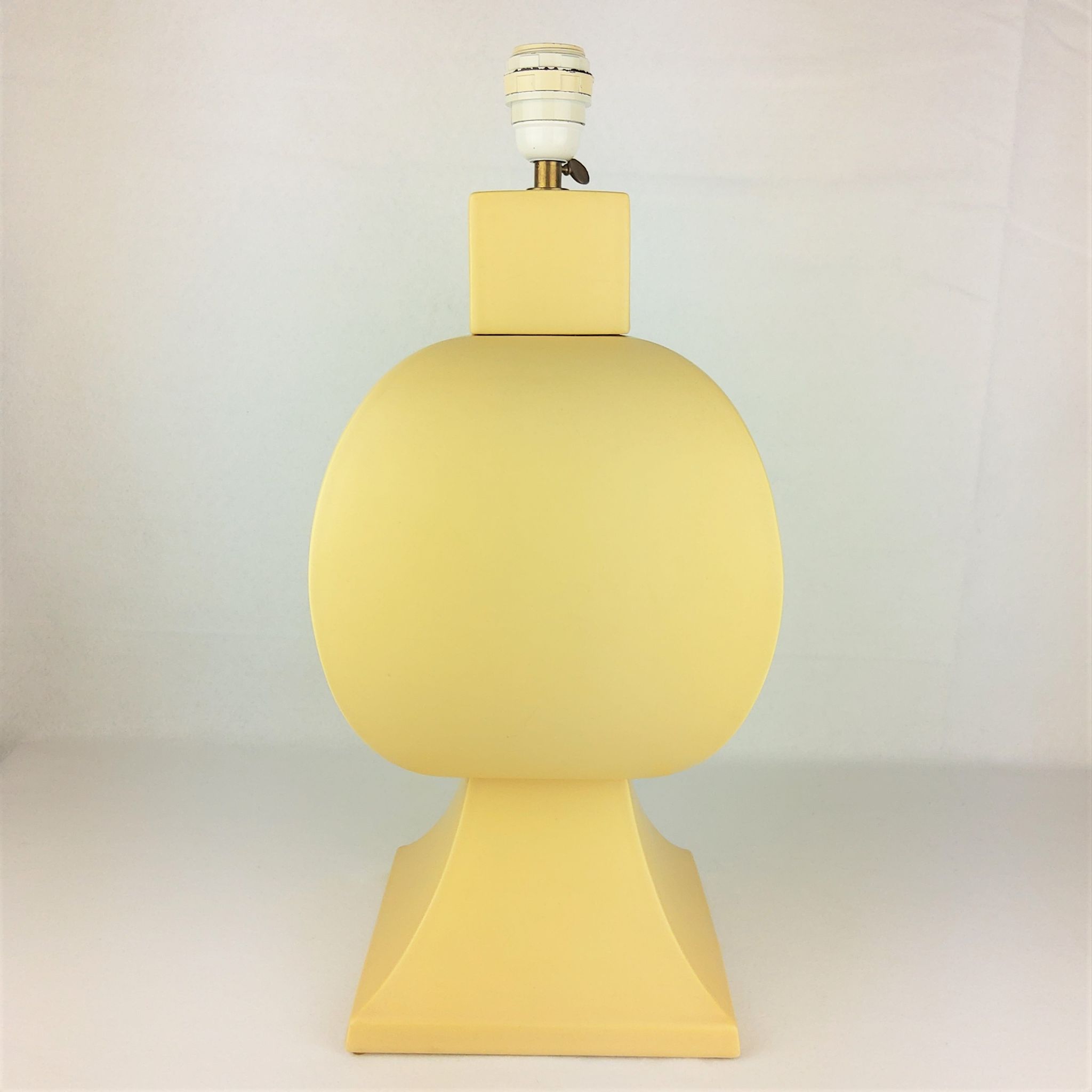 Ceramic lamp, pastel yellow Charolles earthenware 1980