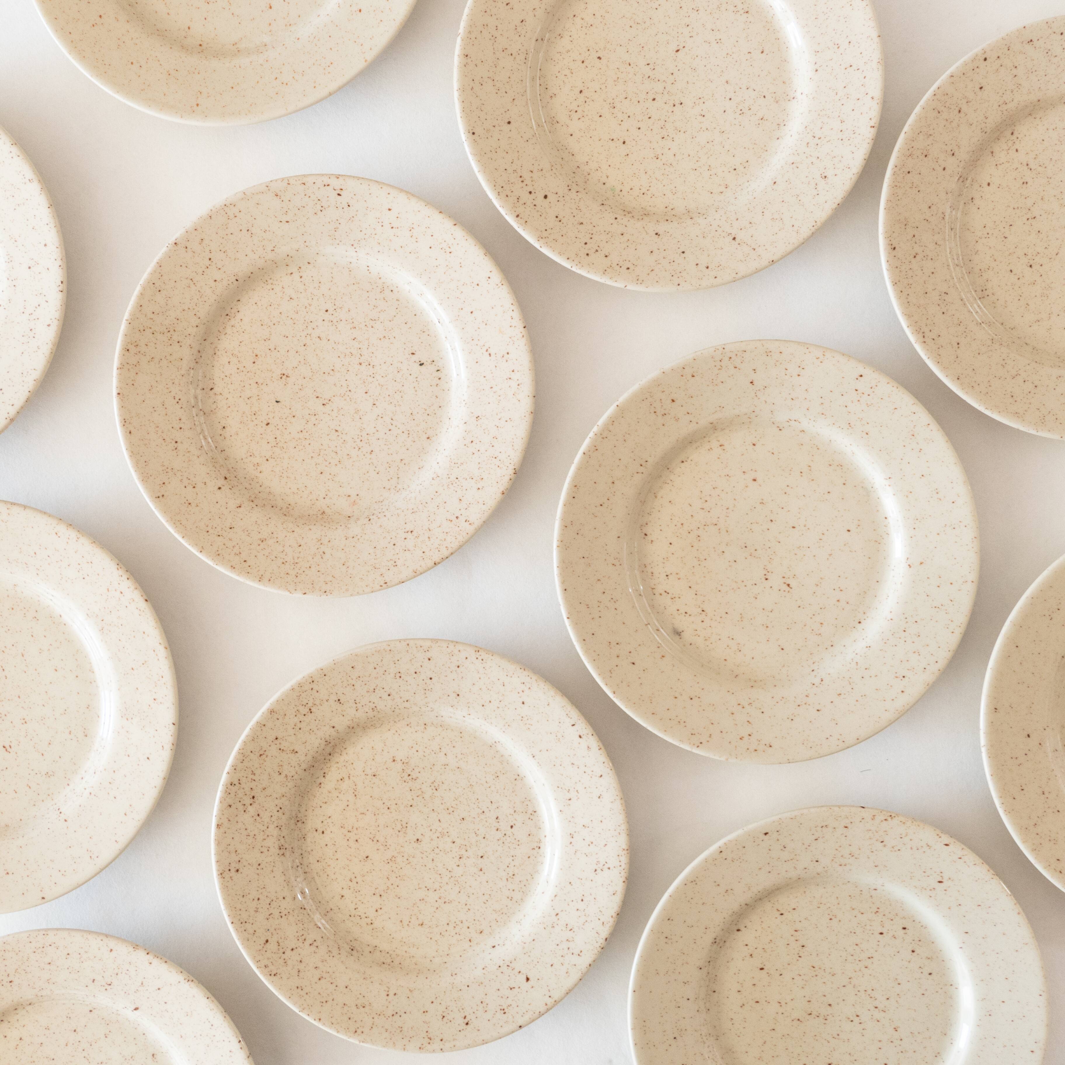 6 vintage speckled stoneware plates