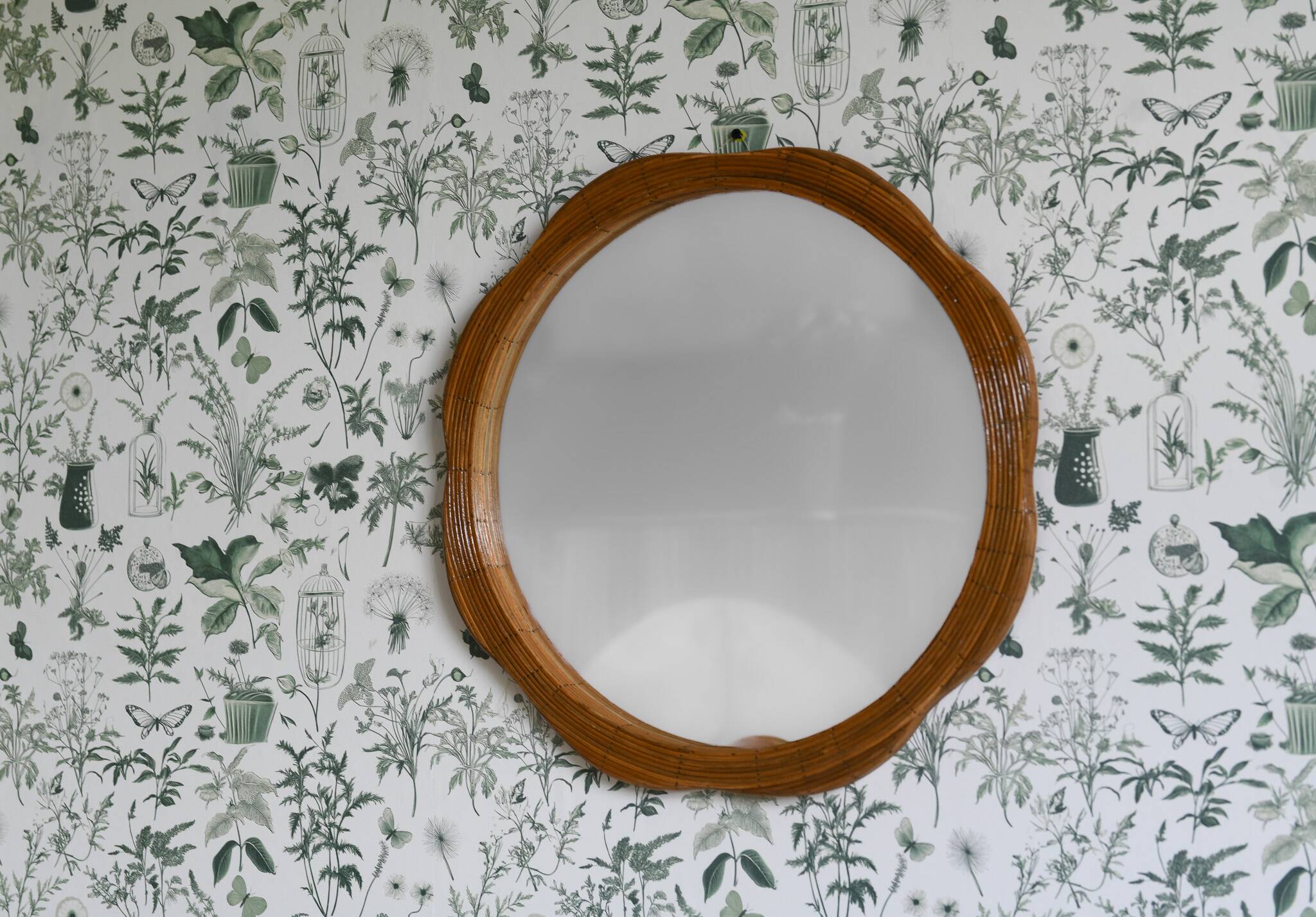Floral Shaped Rattan Wall Mirror