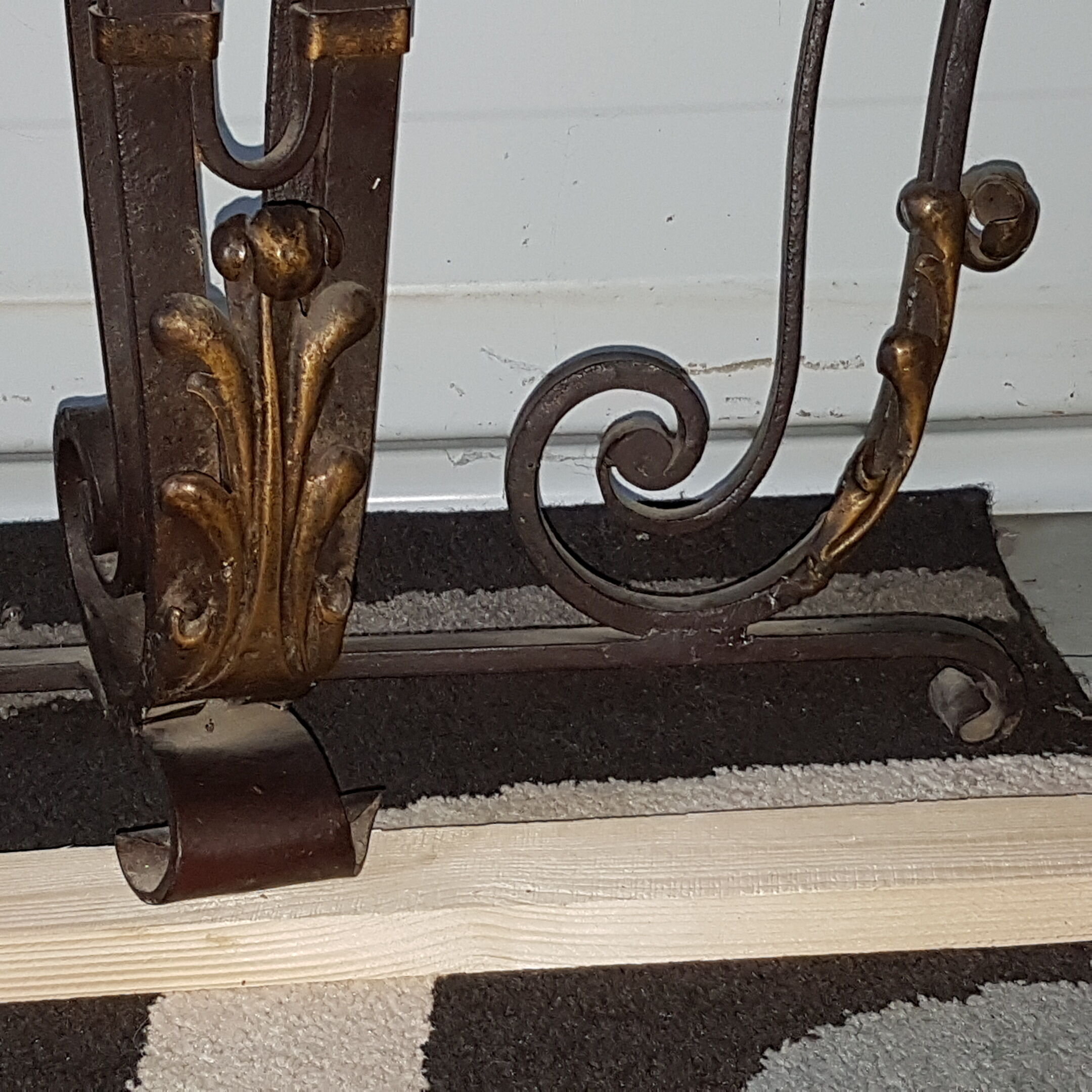 Marble wrought iron tray console