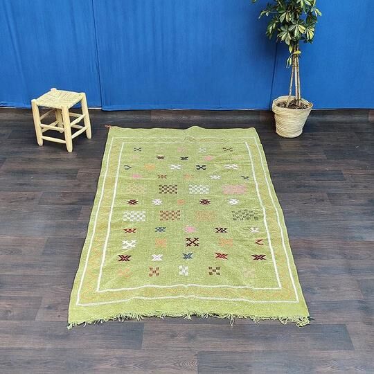 Moroccan berber carpet pistachio green