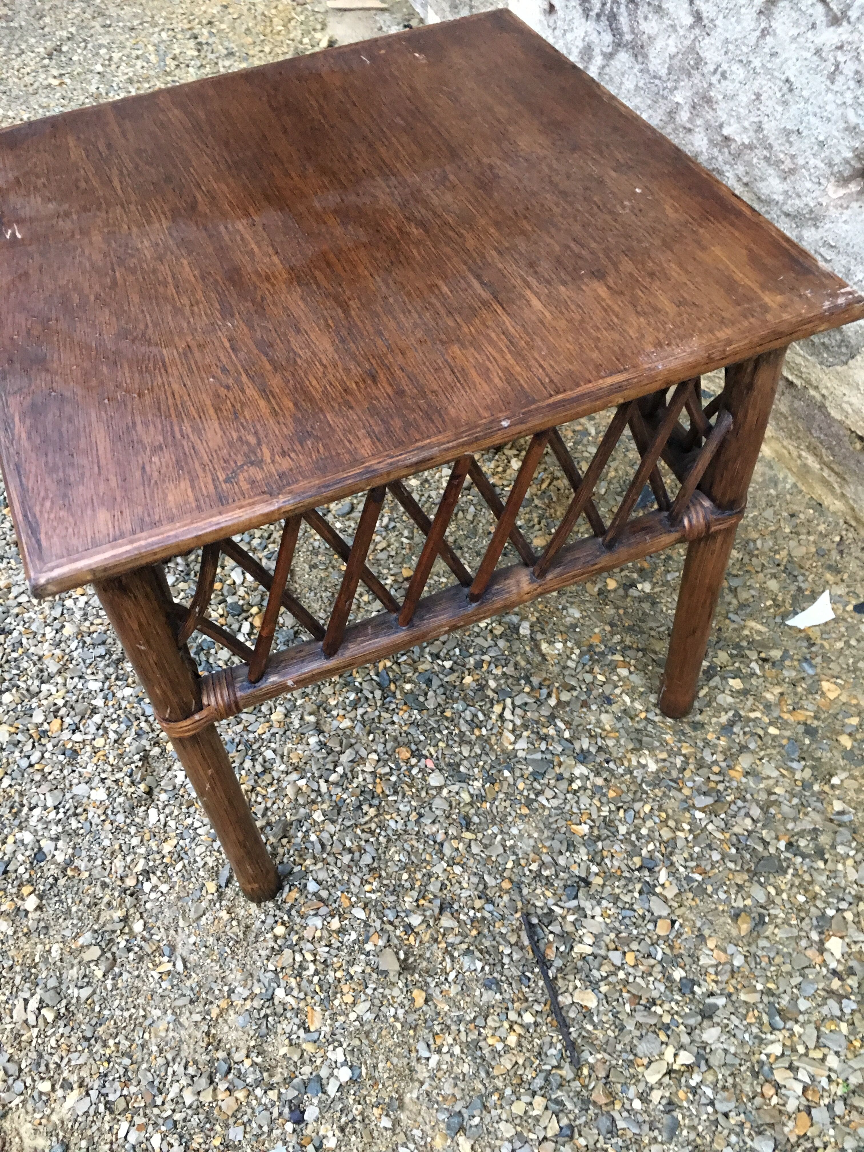 Rattan side table
