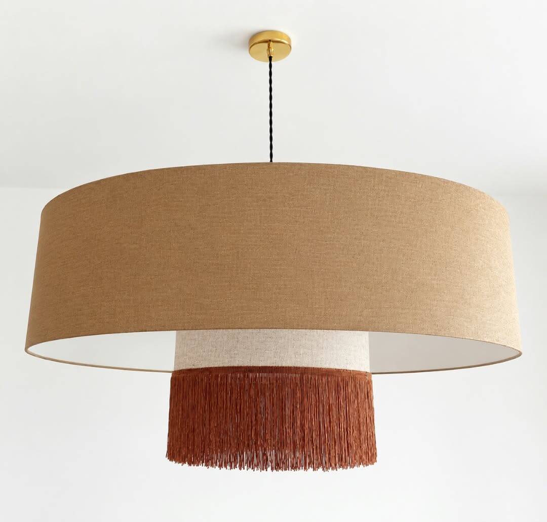 XXL fringe double lampshade suspension