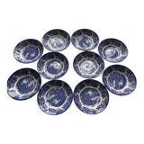 10 English blue/white soup plates