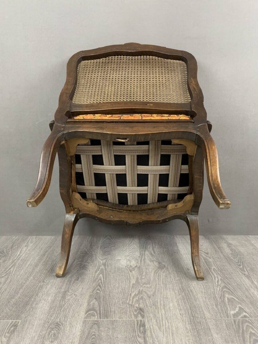 Pair of Louis XV Carved Wood Fluted Armchairs, Late 19th Century