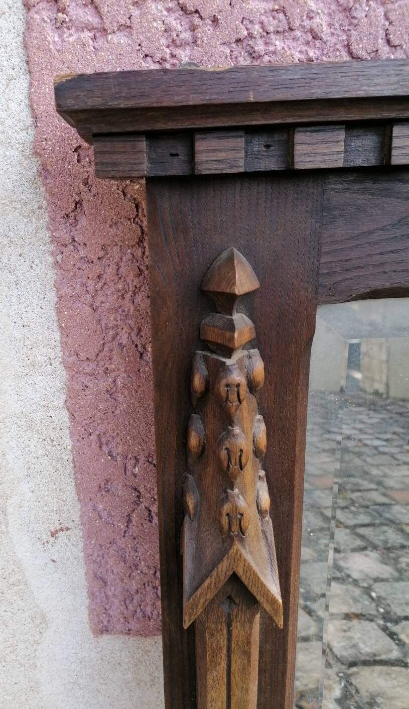 Rustic and Gothic beveled mirror