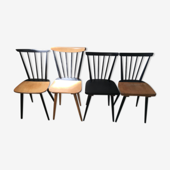 Lot de 10 chaises bistrot vintage pieds compas