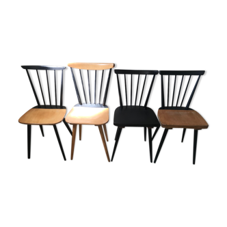Lot of 10 chairs vintage bistro compass feet