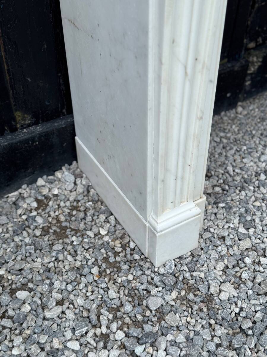 Louis XVI style fireplace in white Carrara marble circa 1880