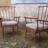 Pair of vintage fan armchairs from the 60s, Baumann edition.