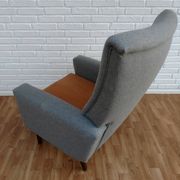 Danish designed armchair 70's, wool, nubuck leather, completely renovated