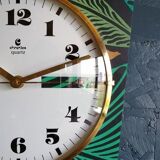 Vintage clock silent wall clock "Chronica ochre green"