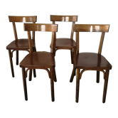 Set of 4 wooden bistro chairs stamped Baumann