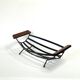 Vintage brutalist fruit basket in wrought iron and teak, 1950