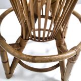 Pair of Postmodern Italian Round Bamboo Stools in the style of Agnoli