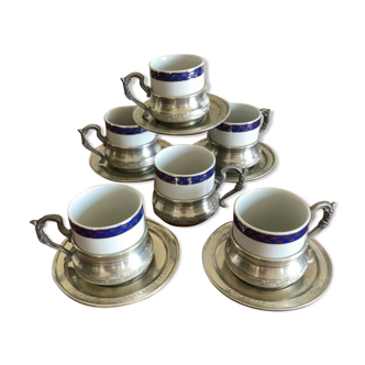 Service 5 cups porcelain mocha in tin 95% with sub Italian cups