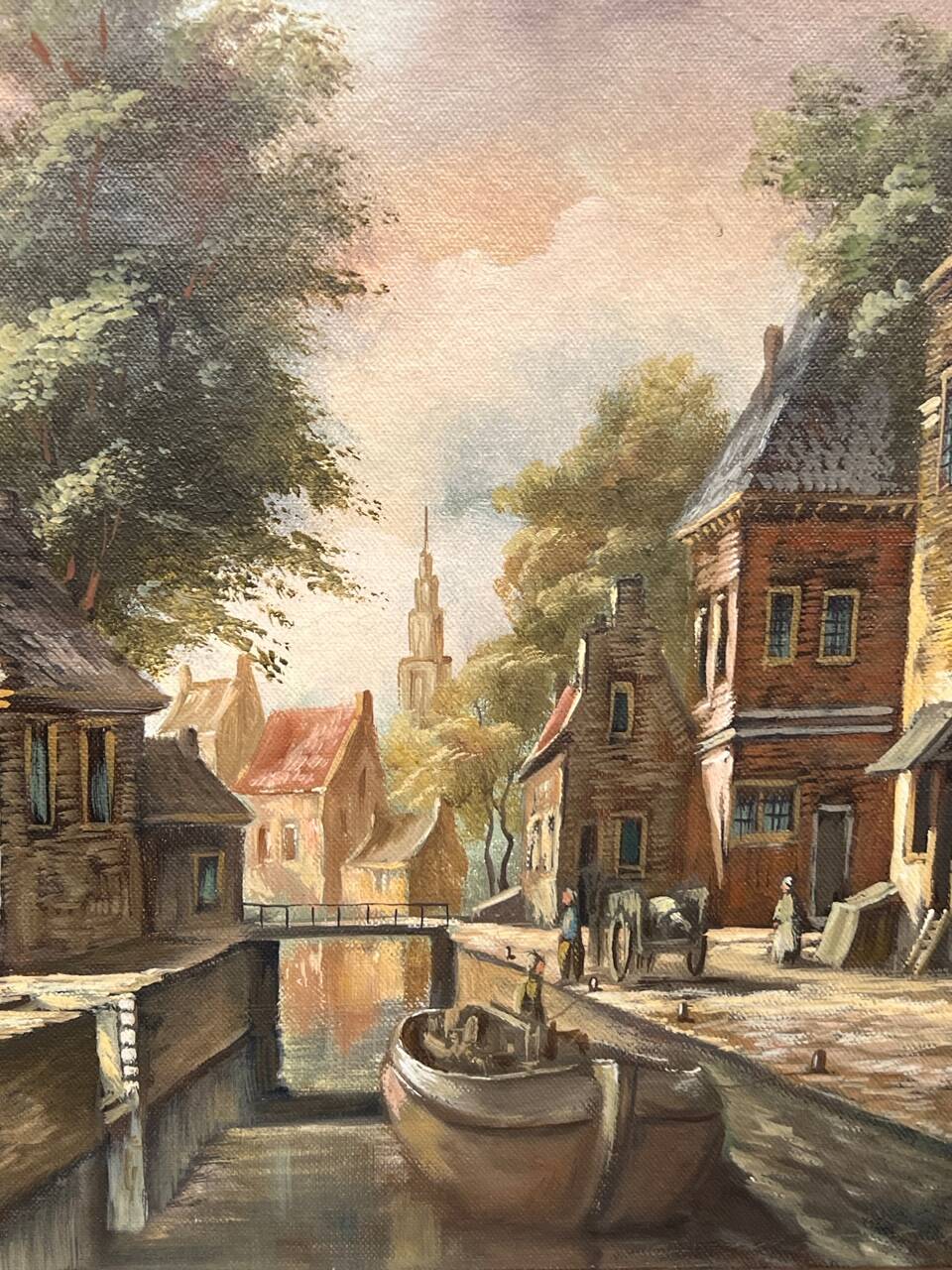 Paysage urbain. Huile sur toile.