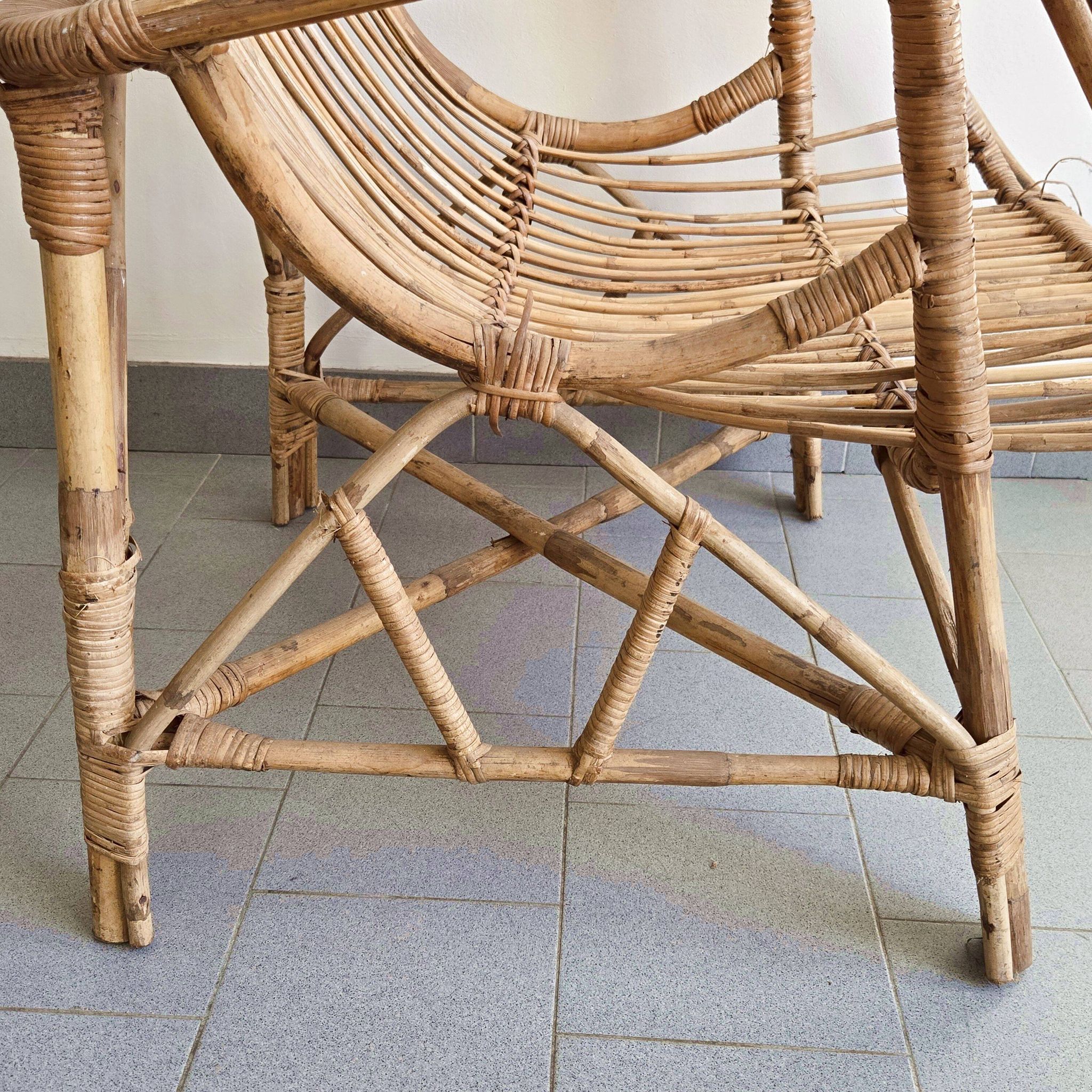 Fauteuil vintage en rotin 1960