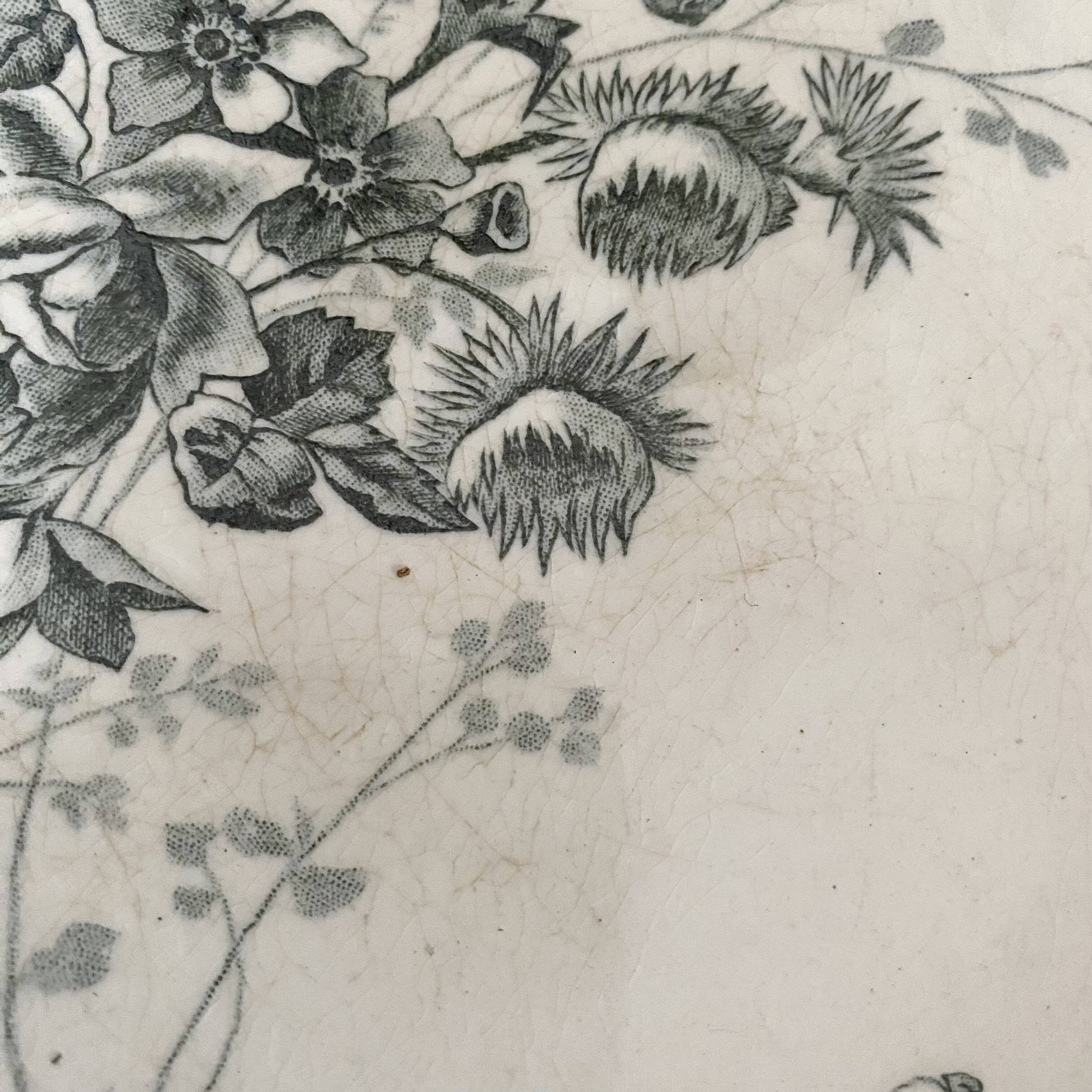 HB&Cie ironstone fruit bowl decorated with flowers, birds and butterflies