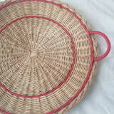 Vintage wicker tray nets and red handles