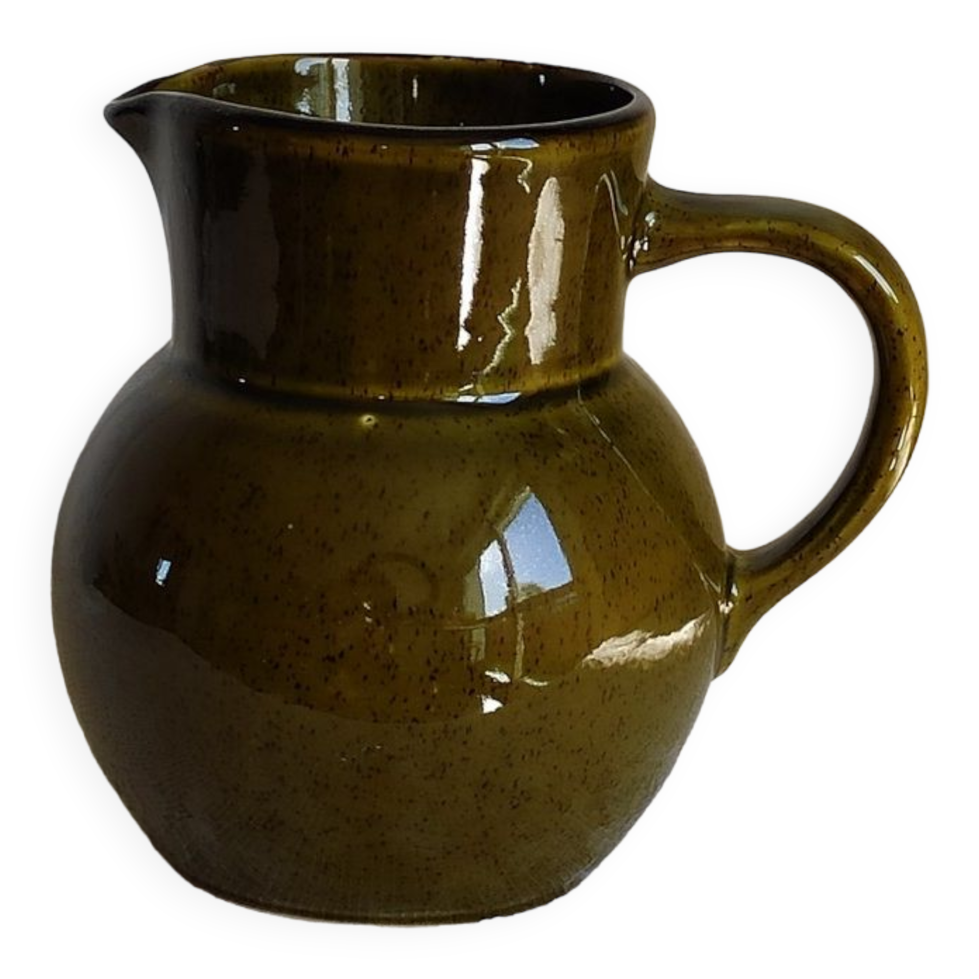 Green ceramic pitcher