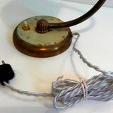 Brass table lamp, 30s-40s, clichy glass globe