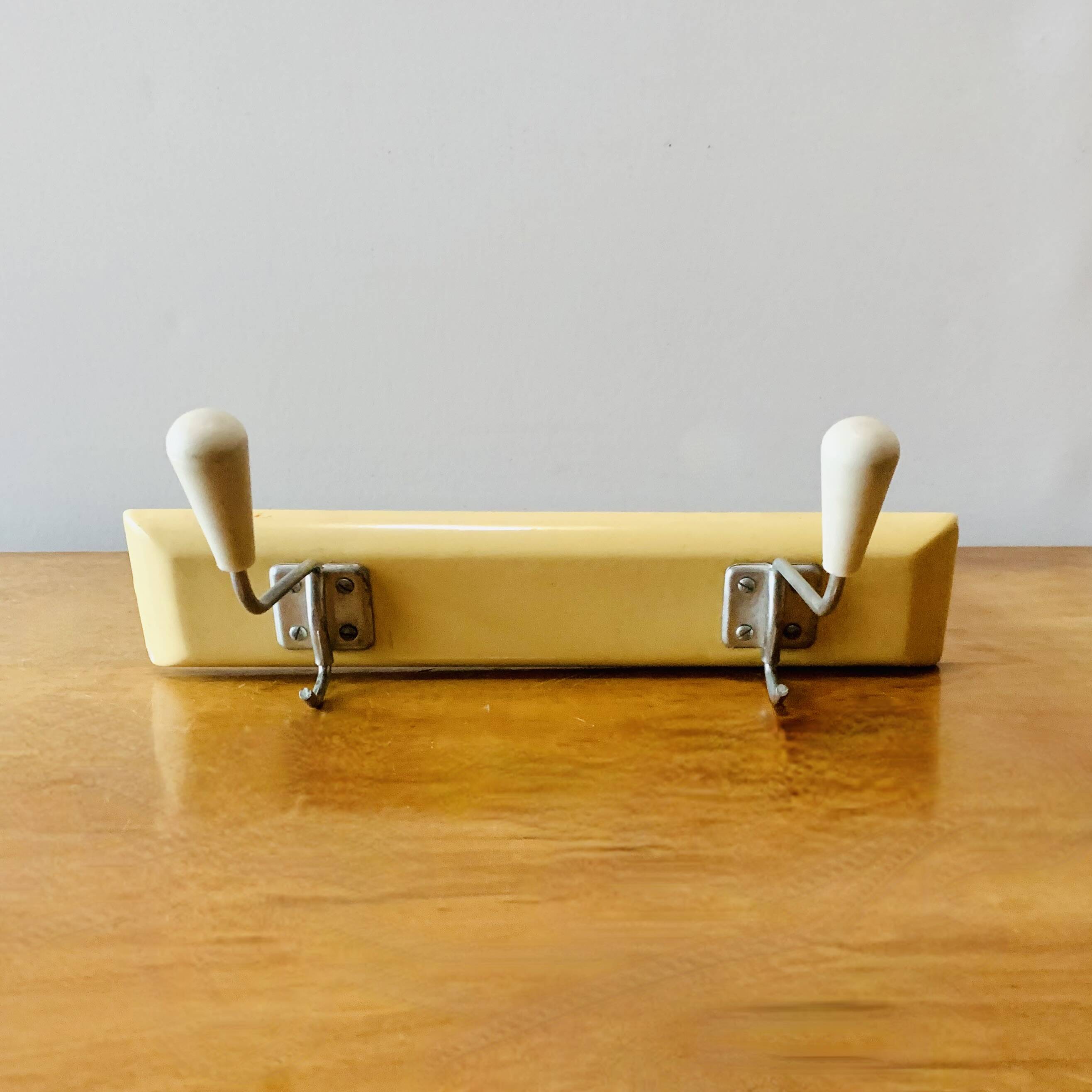 Portemanteau mural en bois vintage - double patère