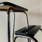 Vintage step stool in black formica and chrome steel