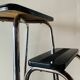 Tabouret escabeau vintage en formica noir et acier chromé