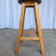Vintage Wooden Bar Stool: Black Leather Seat, Mid-Century Bistro Style