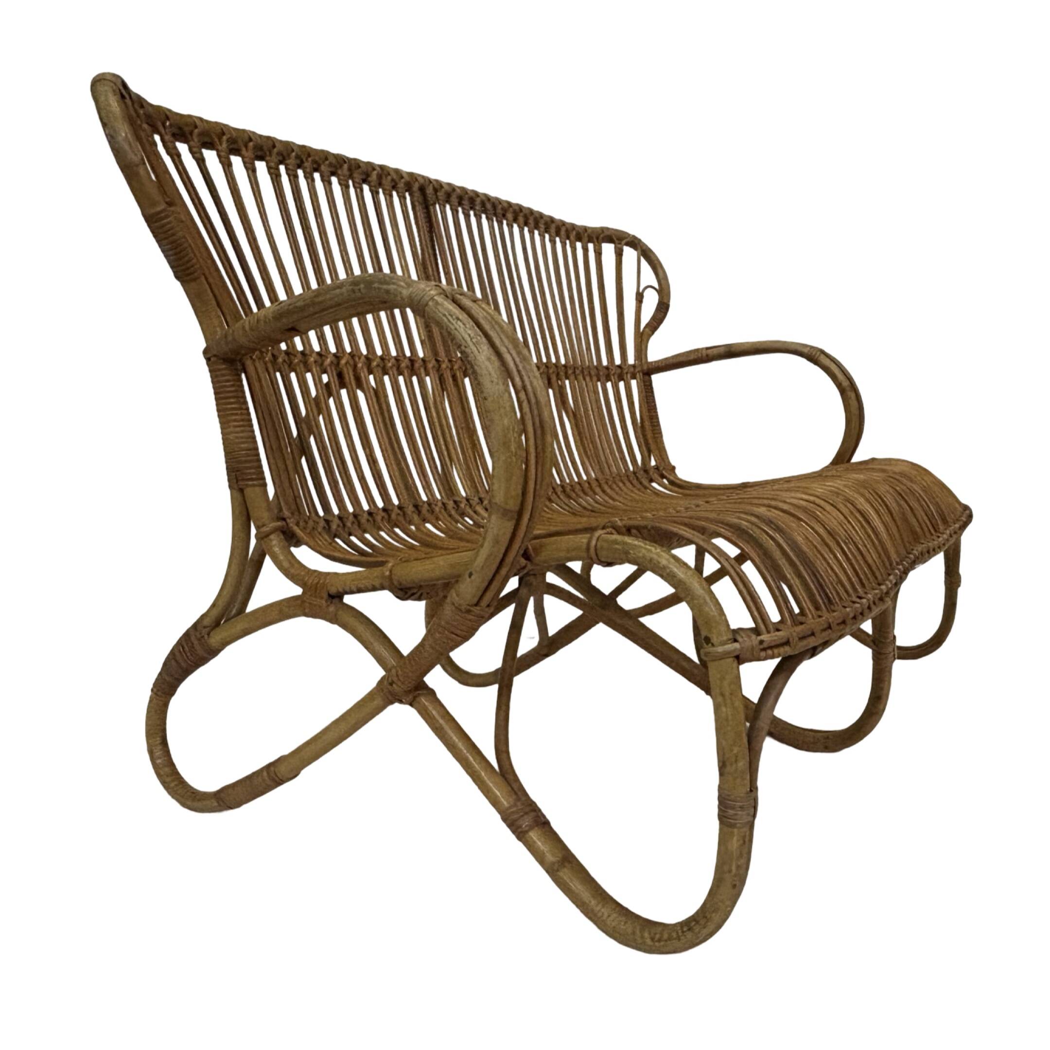 Vintage Rattan Sofa Belse 8 Design 1960s Rohe Noordwolde