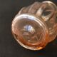 Antique art deco hyacinth vase in pink molded glass leaf pattern