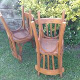Suite of four foot bistro chairs with hoops / vintage 40s-50s