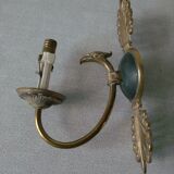 Ancienne applique électrique tête d'aigle rapace en bronze 20 cm luminaire rétro