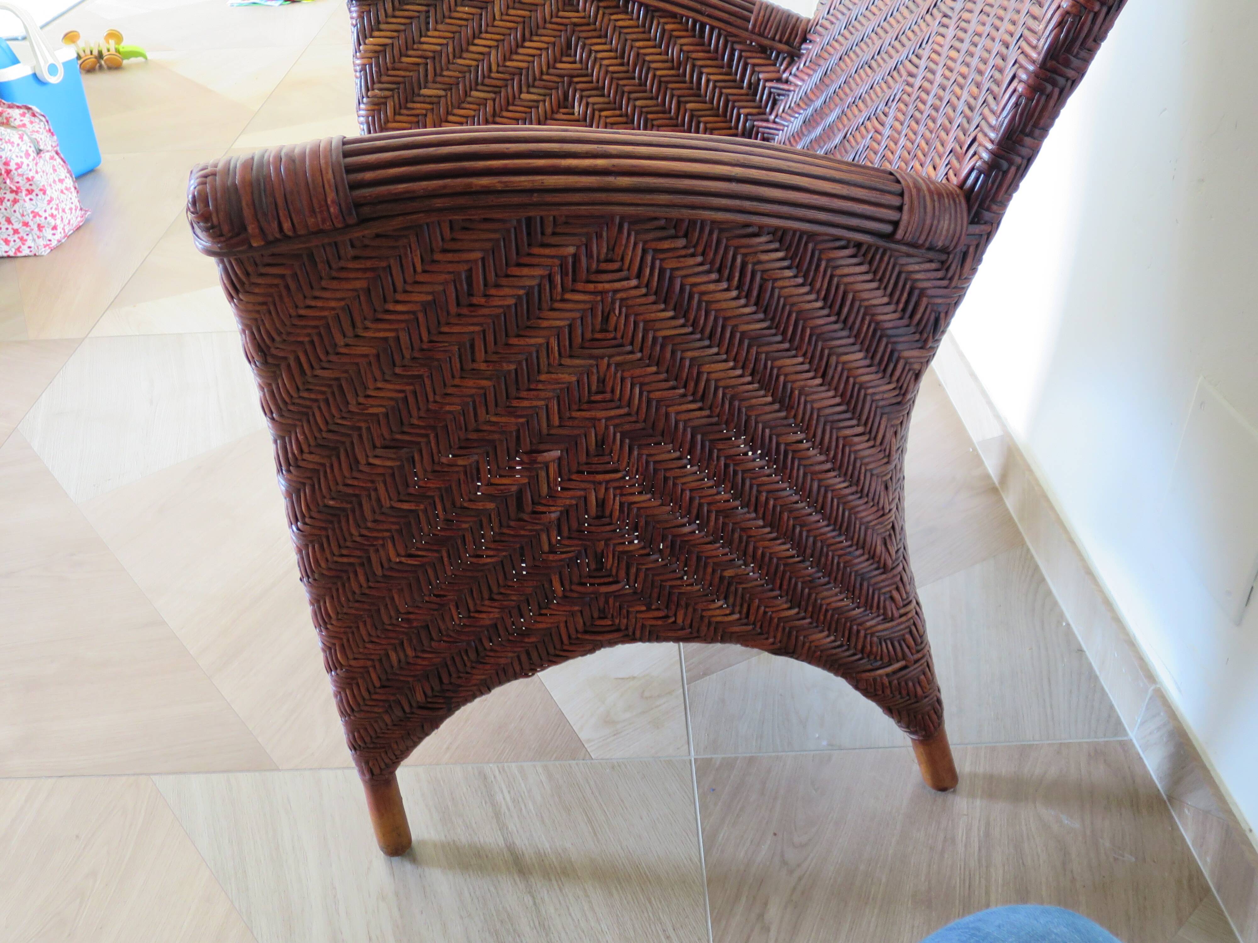 Woven rattan armchair, 1980s