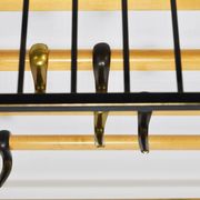 Rare coat rack by Carl Auböck with hat rack, cabinet, brass, walnut and beech, 1950s.