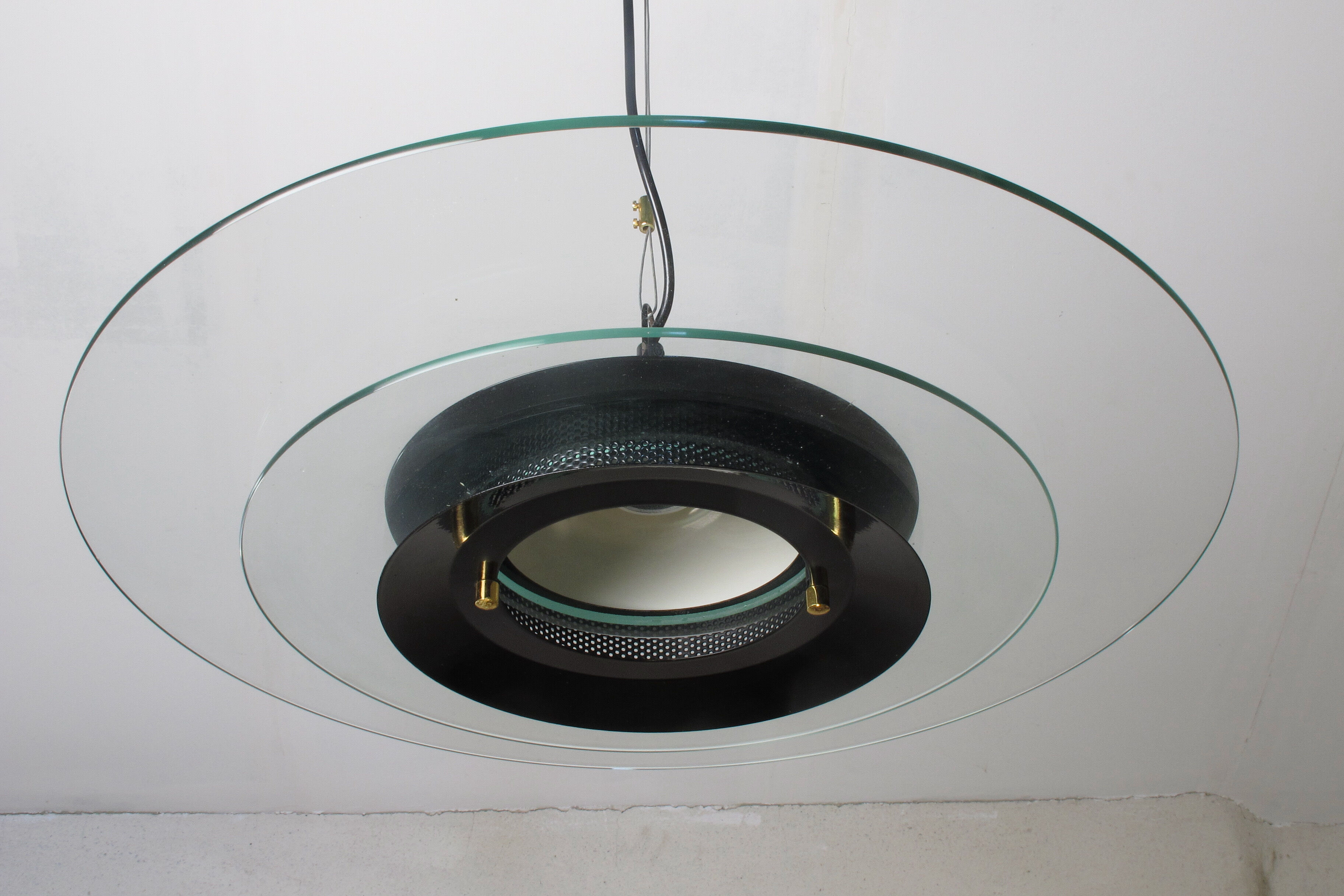 Glass and metal suspension lamp edition Massive Belgium