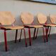 Set of 4 Design Chairs Rio Fröscher 1985 Postmodern Red Wood