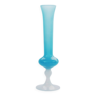 Vase soliflore opaline bleu vintage