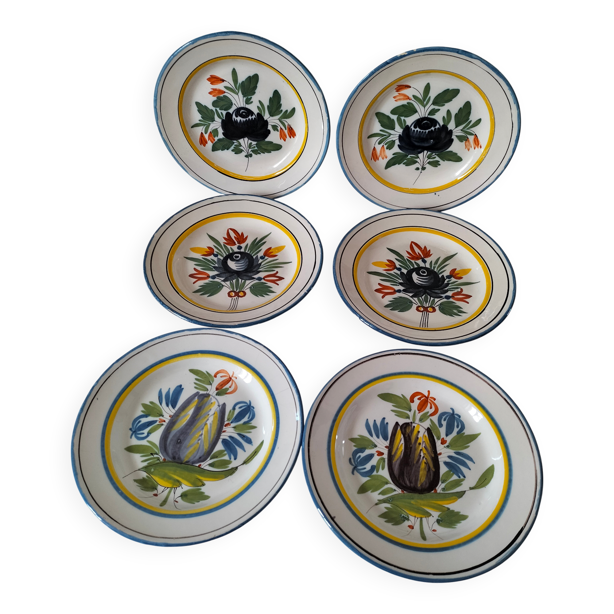 6 earthenware plates from the East - vintage 1960s
