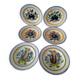 6 earthenware plates from the East - vintage 1960s