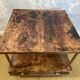 Aldo Tura side table in hazel brown tones with brass legs and bottom drawer