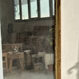 Large gilded mirror 19th century rounded corners mercury glass Louis XVI style