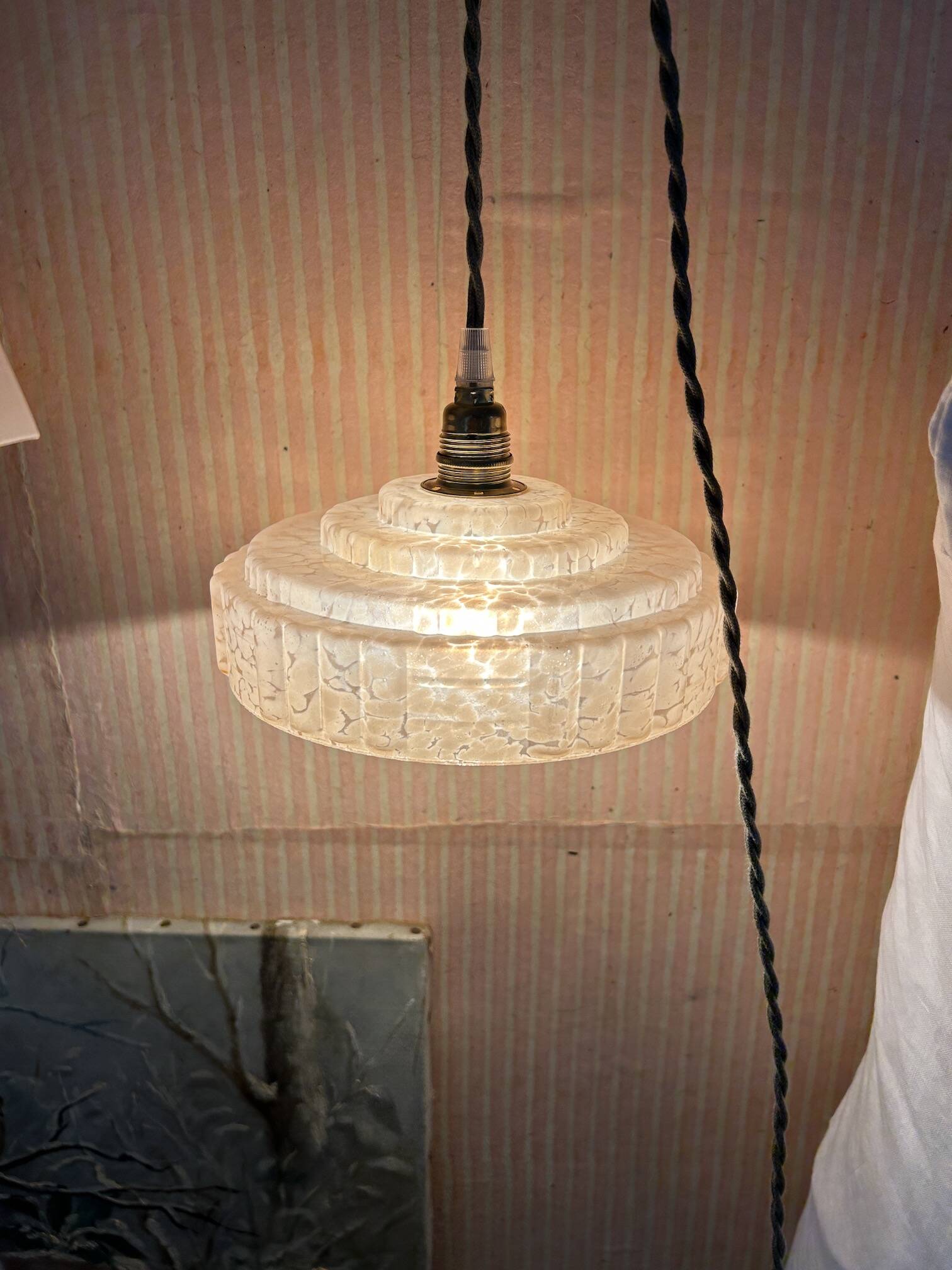 Pink Clichy glass portable lamp