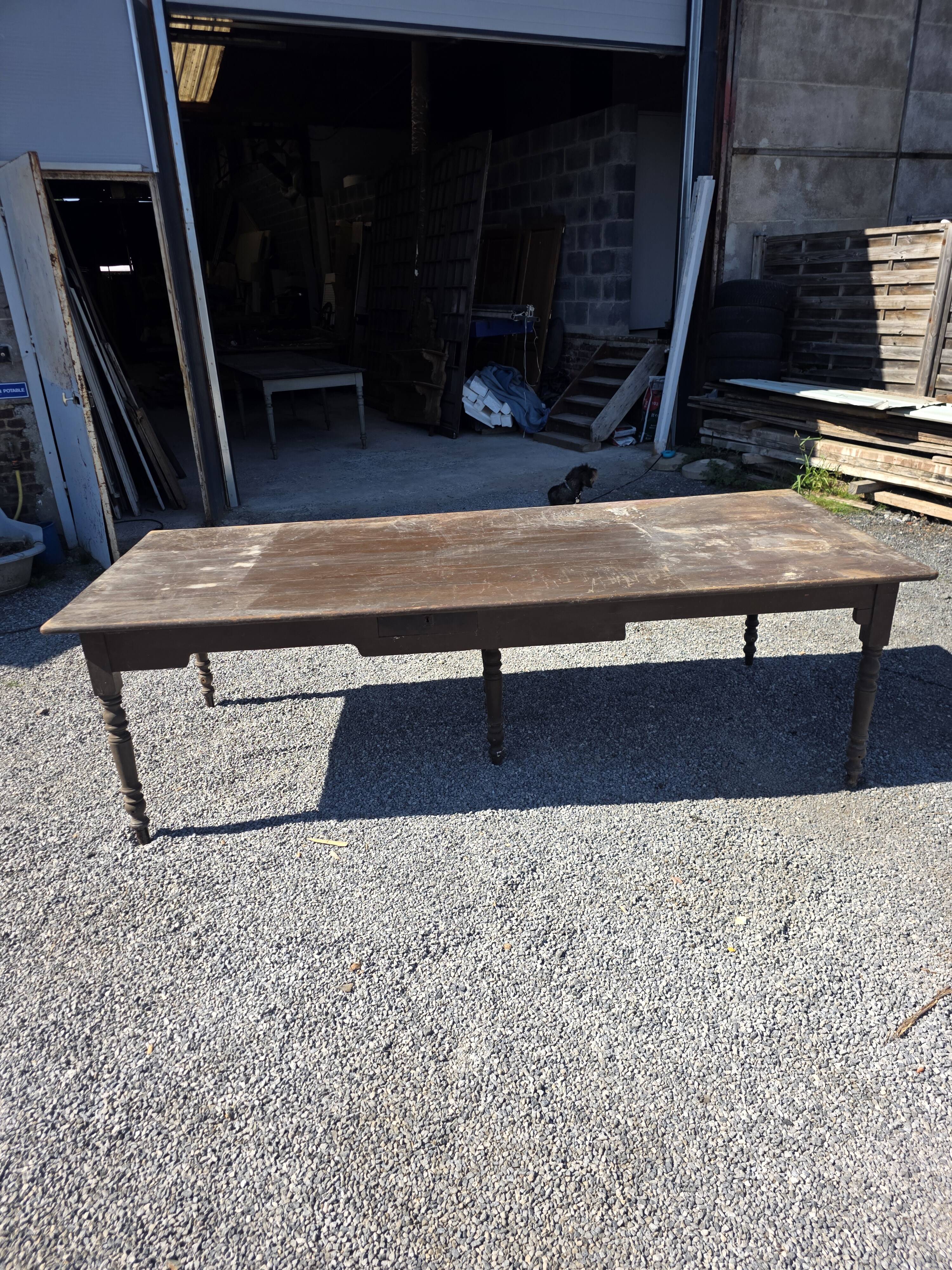 Table de ferme ancienne XXL , 268 × 110cm